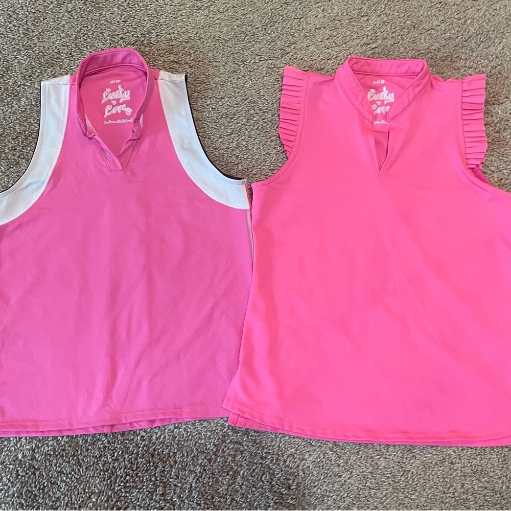 Girl tennis / golf tank tops lot plus a visor hat size 5/6